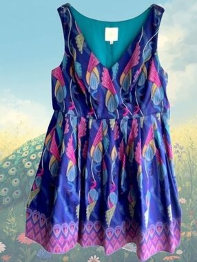Modcloth - Peacock-Print Sleeveless Dress in Blue, Pink, Teal